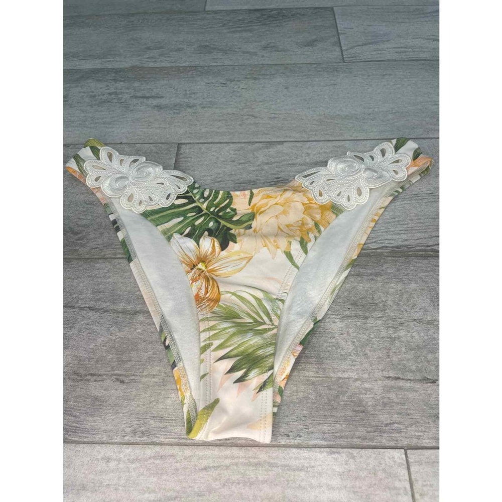 NWT Riu Island Floral Bikini‎ Bottom, orange and black. Size 6